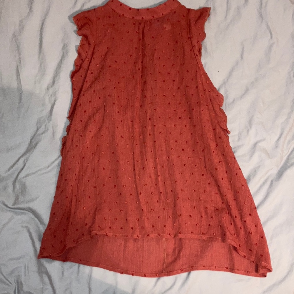 Rust Blouse Ruffle Sleeve Tank Top